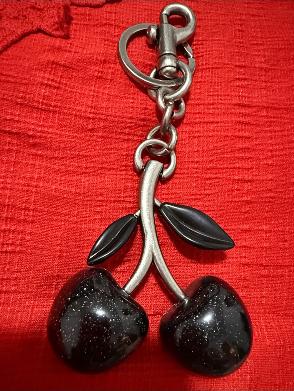 Black Sparkle Cherry Keychain